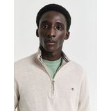 GANT - Classic Cotton Half Zip - Sweater - Licht Beige Melange - Katoen 100%