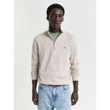 GANT - Classic Cotton Half Zip - Sweater - Licht Beige Melange - Katoen 100%