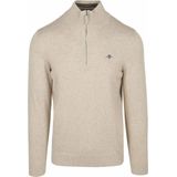 GANT - Classic Cotton Half Zip - Sweater - Licht Beige Melange - Katoen 100%