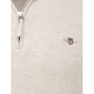 Gant - Half Zip Trui - Effen Beige - Katoen - Normale Fit