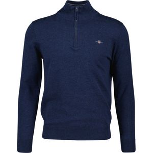GANT - Classic Cotton Half Zip - Sweater - Dark Jeansblue Melange - Katoen 100%