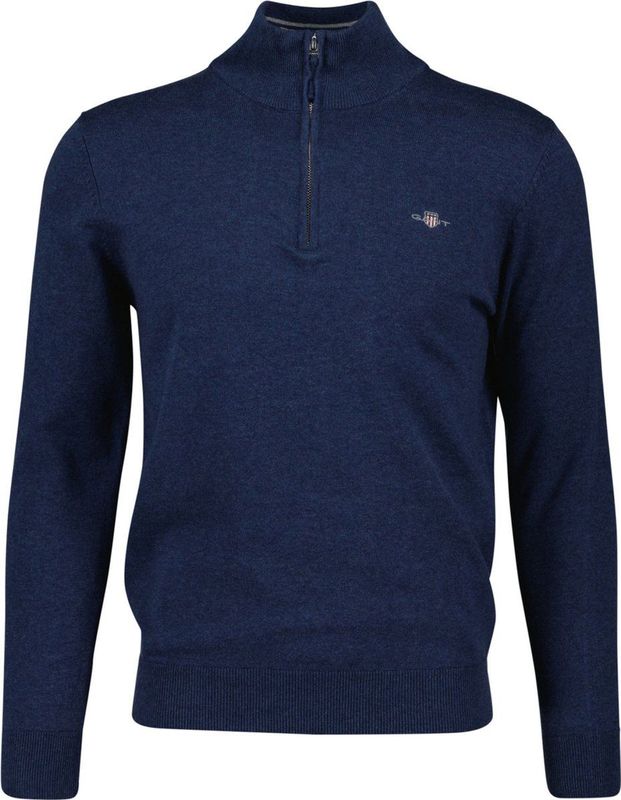 GANT - Classic Cotton Half Zip - Trui - Dark Jeansblue Melange