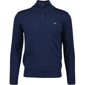 GANT - Classic Cotton Half Zip - Sweater - Dark Jeansblue Melange - Katoen 100%