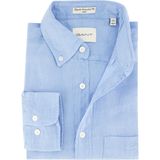 Gant - Casual Overhemd - Blauw - Linnen