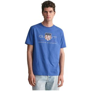 Gant - 2003199 Archief Shield - T-shirt - Blauw - Katoen - Korte Mouwen