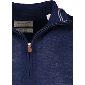 Gant - Half Zip Trui - Donkerblauw - Merinowol - Normale Fit