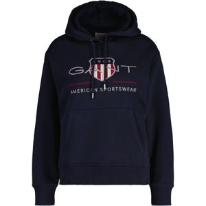 GANT - Hoodie - Marineblauw - Katoen - Relaxte Pasvorm