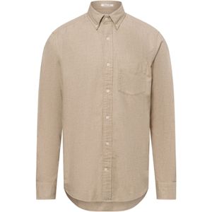 Gant - Regular Fit - Casual Overhemd - Beige - Flanel - 100% Katoen