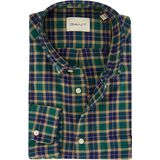 Gant - Geruit Overhemd - Groen-Blauw - Katoen - Normale Pasvorm