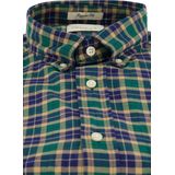 Gant - Geruit Overhemd - Groen-Blauw - Katoen - Normale Pasvorm