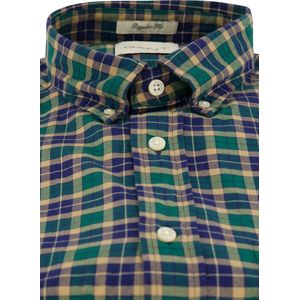 Gant - Geruit Overhemd - Groen-Blauw - Katoen - Normale Pasvorm