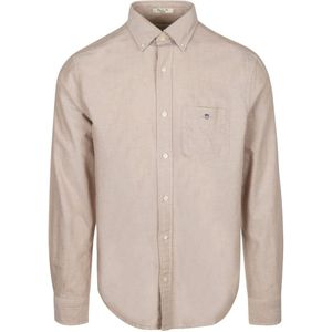 Gant - 3000200 - Oxford Overhemd - Beige - Regular Fit - Katoen - Lange Mouwen