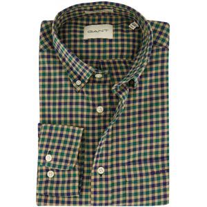 Gant - Overhemd - Geruit - Groen - Flanel - Katoen