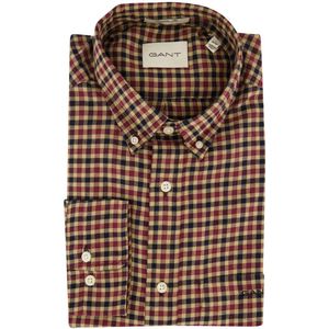 Gant - Overhemd - Bruin/Rood Geruit - Katoen