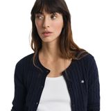 Gant - 4800103 - Gebreid Vest - Marineblauw - Stretchkatoen - Lange Mouwen