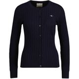 Gant - 4800103 - Gebreid Vest - Marineblauw - Stretchkatoen - Lange Mouwen