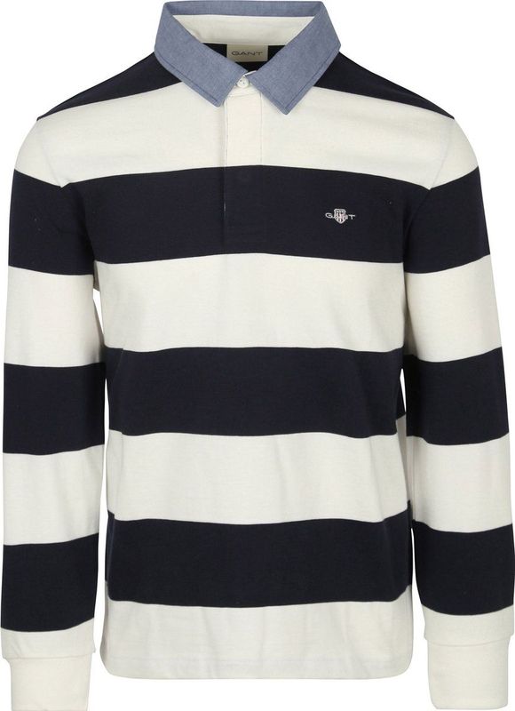 GANT - Reg Chambray Stripe Heavy Rugger - Polo - Grey Melange