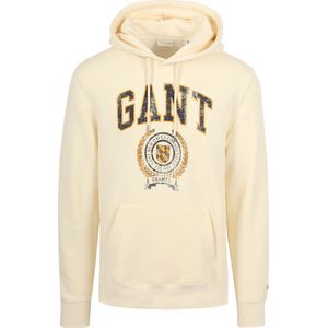 Gant Hoodie Graphic Logo Ecru - Heren - Hoodies