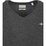 GANT Extra fijne lamswol met V-hals, Dk Charcoal Melange, S