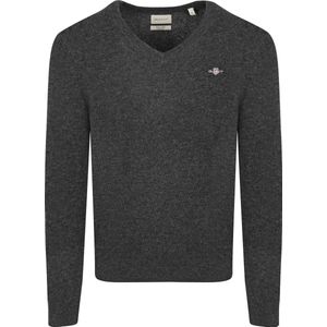 GANT Extra fijne lamswol met V-hals, Dk Charcoal Melange, S