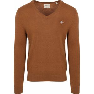 Gant Pullover V-Hals Woolblend Camel - Heren - Pullovers