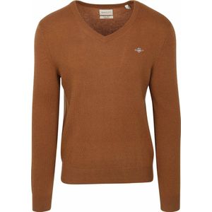Gant Pullover V-Hals Woolblend Camel - Heren - Pullovers