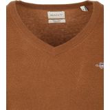 GANT Extra fijne lamswol met V-hals, cacao, S