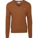 GANT Extra fijne lamswol met V-hals, cacao, S