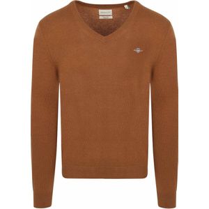GANT Extra fijne lamswol met V-hals, cacao, S
