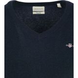 Gant - Trui - Dark Navy Melange - Extrafine Lambswool - V-hals