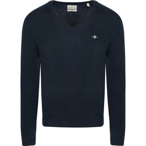 Gant Pullover V-Hals Woolblend Navy Melange - Heren - Pullovers