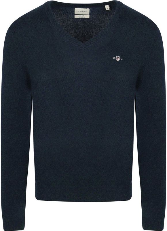 Gant - Trui - Dark Navy Melange - Extrafine Lambswool - V-hals