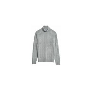 GANT - Cotton Cable Turtle Neck - Grijs Melange - Gebreid