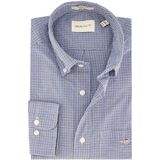 Gant - Regular Poplin Micro Gingham - Overhemd - Blauw - 100% Katoen