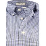 Gant - Regular Poplin Micro Gingham - Overhemd - Blauw - 100% Katoen