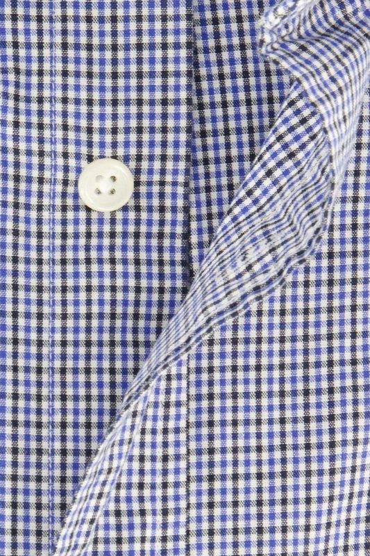 Gant - Regular Poplin Micro Gingham - Overhemd - Blauw - 100% Katoen
