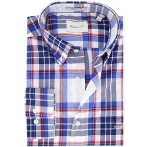 Gant - Overhemd - Wit - Geruit - 100% Katoen