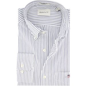 Gant - Overhemd - Wit Blauw Gestreept - 100% Katoen - Regular Fit