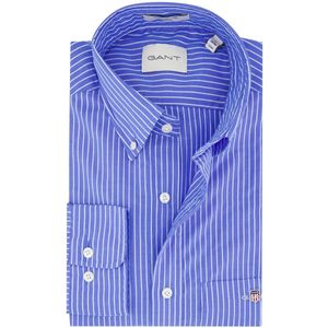 Gant overhemd gestreept middenblauw/wit
