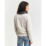 Gantvoor vrouwen. 4805303 Sweater met contrasterende V-hals (XS), Beige, Casual, Polyamide