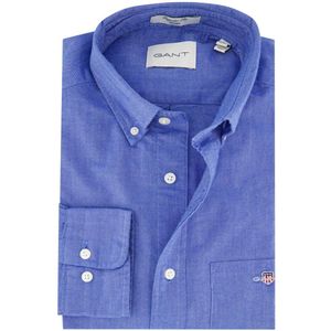 Gant - Casual Overhemd - Blauw Gemêleerd - 100% Katoen
