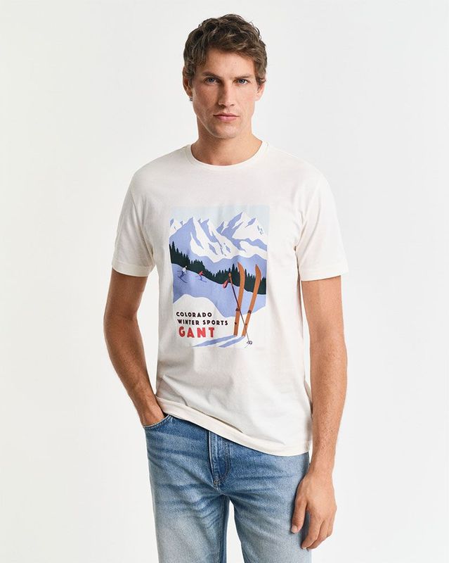 Seasonal Graphic T-shirt, crème, S