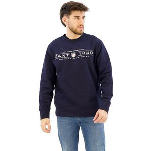 GANT - Graphic Sweatshirt - Avondblauw - Ronde Hals - Relaxed Pasvorm