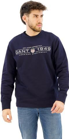 GANT - Graphic Sweatshirt - Avondblauw - Ronde Hals - Relaxed Pasvorm
