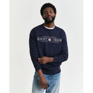 GANT - Graphic Sweatshirt - Avondblauw - Ronde Hals - Relaxed Pasvorm