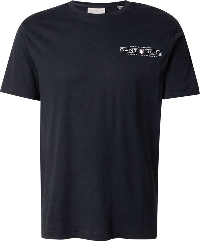 Gantvoor mannen. 2044017 Grafisch T-shirt zwart (XS), Casual, Katoen, Korte mouwen