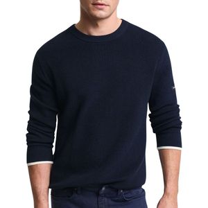 Gant - Ribbed Cotton Trui - Donkerblauw - Katoen