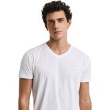 GANT - T-shirt - 2 Stuks - Katoen - V-hals - Logo Op De Borst