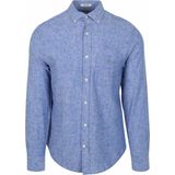 Gant - Casual Hemd - Blauw - Katoen-Linnen Mix