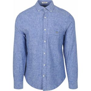 Gant - Casual Hemd - Blauw - Katoen-Linnen Mix